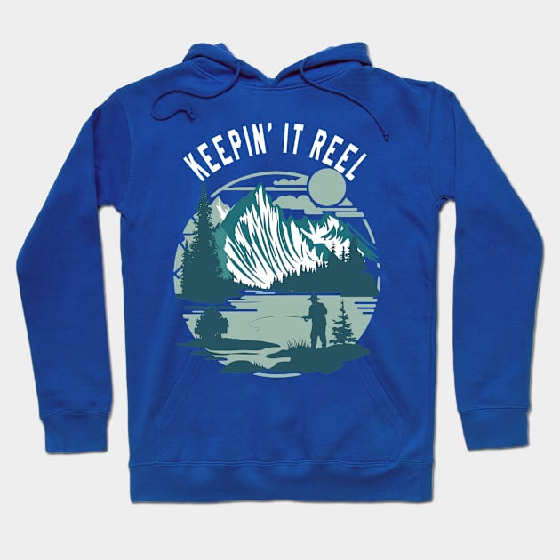 Keepin It Reel Retro Fishing Design Hoodie by TF Brands